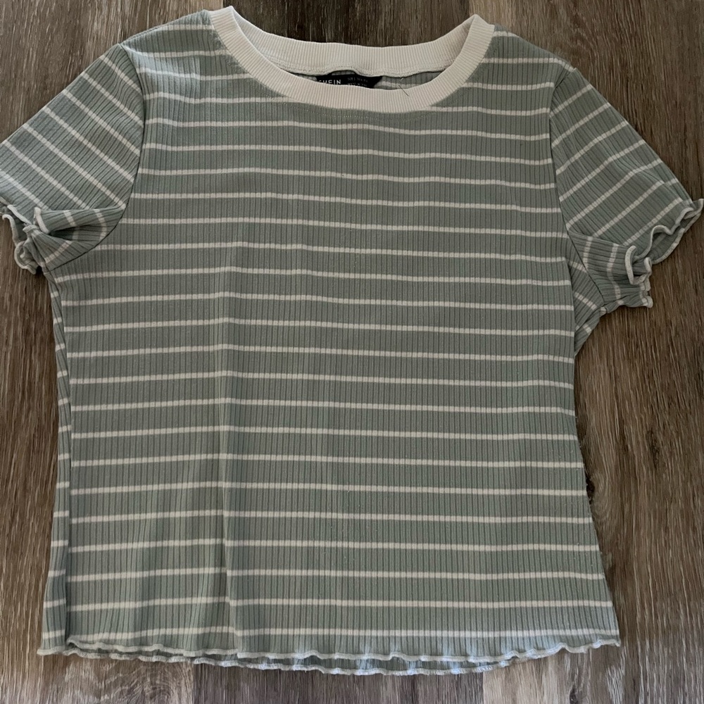 SHEIN TEAL AND WHITE CROP TOP size: S